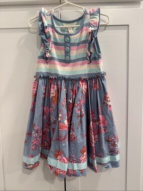 Matilda Jane Blue Floral & Pastel Stripe Ruffle Sundress